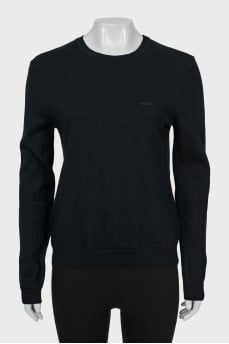 Black wool jumper with embroidery
