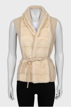 Cashmere vest with fur