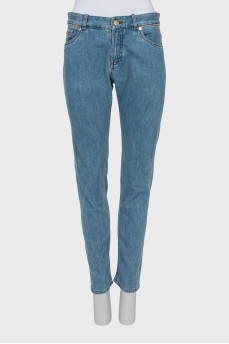 Light blue mid-rise jeans