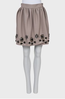 Skirt with crystal flowers