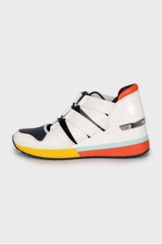 Leather sneakers with slits