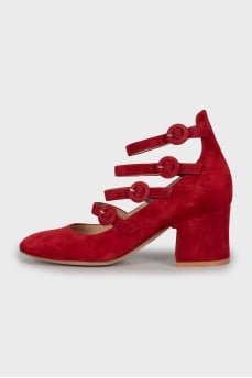Suede shoes with straps