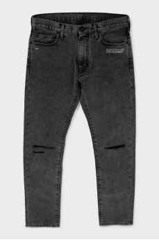 Men's gray straight leg jeans
