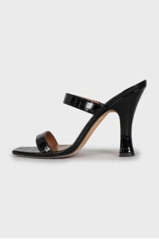 Crocodile embossed leather sandals