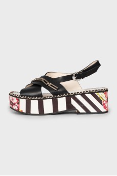 Striped platform sandals