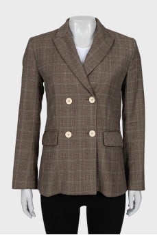 Double-breasted checkered jacket