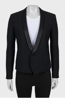 Wool jacket with satin lapels
