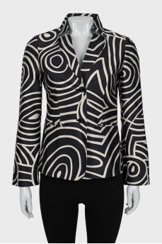 Fitted jacket with geometric print