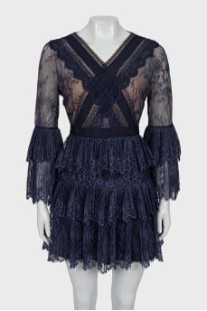 Lace dress with transparent top