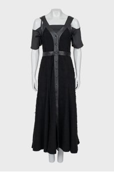 Snap button dress with silk slip