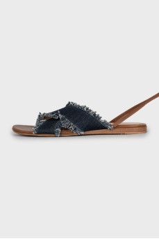 Denim lace up sandals