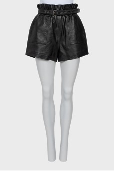Black leather shorts