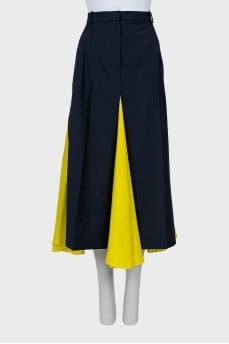 Wool skirt with silk inserts