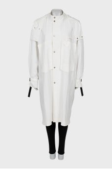 White raincoat with buttons