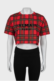 Cropped T-shirt with brand logo