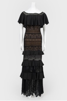 Lace dress on the floor with open shoulders