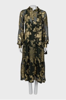 Transparent dress with golden print