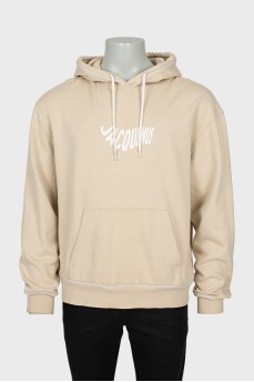 Men's beige hoodie with logo