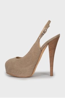 High heel fabric slingbacks