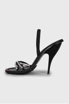 Stiletto heel sandals with rhinestones