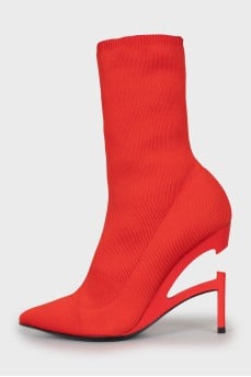 Red stiletto ankle boots