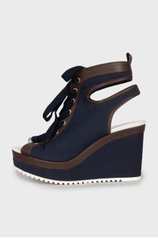 Blue textile sandals