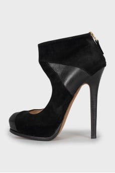 Suede cutout ankle boots