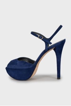 Blue leather sandals
