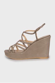 Brown wedge sandals