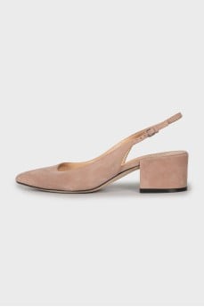 Suede pointed toe slingbacks