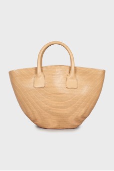 Leather bag with multi-colored lining