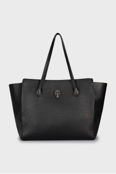 Leather skull shopper bag