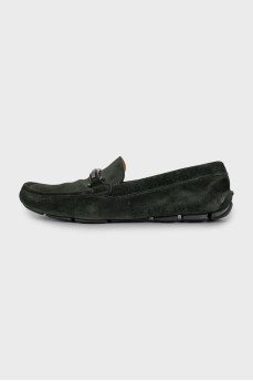 Men's green moccasins