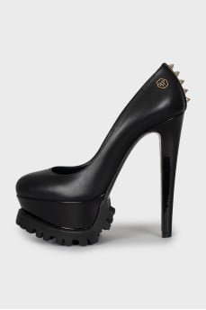 Black shoes with a massive sole