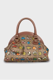 Leather bag with removable wallet