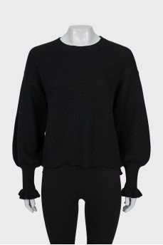 Knitted sweater with lantern sleeves