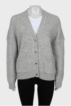 Grey cardigan with metallic decor
