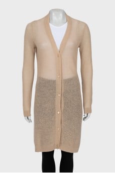Knitted beige cardigan with buttons