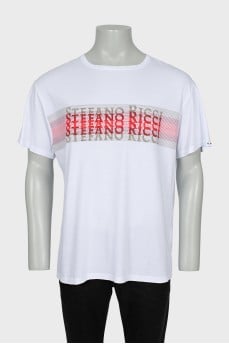 Men's White T-Shirt With Embroidered Logo