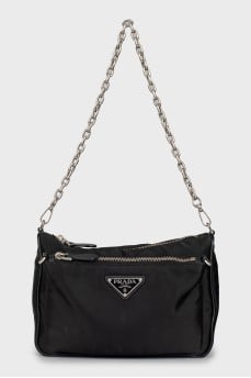 Nylon bag with silver chain