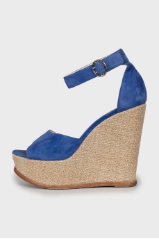 Blue suede sandals