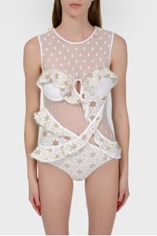 Swimsuit with oxen and insert from a grid with a tag