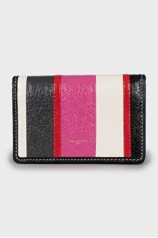 Leather striped wallet