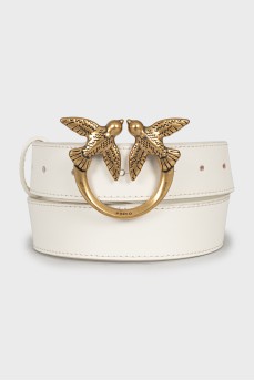 White leather belt with buckle
