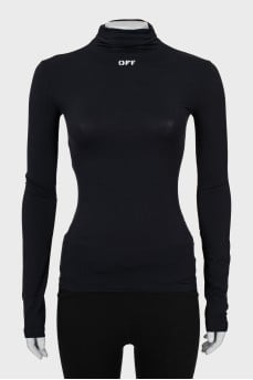 Fitted long sleeve black top