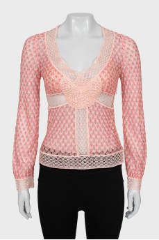 Lace blouse with long sleeves