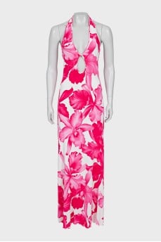 White and pink off shoulder dress