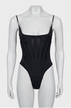 One-piece swimsuit with tag