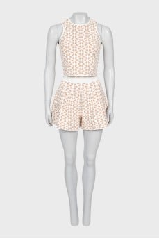 Printed top and shorts suit