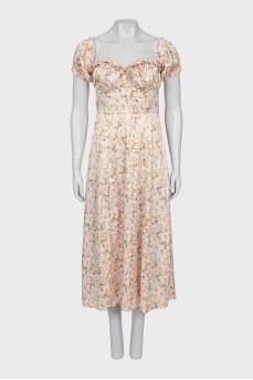 Floral print dress with tie front